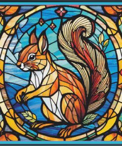 Squirrel stained Glass 360w 100c Framed