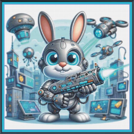 scifi robot bunny cross stitch pattern