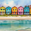 Pastel beach houses cross-stitch pattern